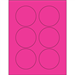 3" Fluorescent Pink Circle Laser Labels 6/Sht - LL195PK