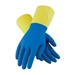 Unsupported Neoprene, 19 Mil., Blue Neoprene Over Yellow Latex, Double Dipped, Flock Lined, Raised Diamond Grip, 12Inch, Dozen Packed Dz - 52-3672/S