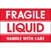 2 x 3 - Fragile - Liquid - Handle With Care Labels 500/Roll - DL2165