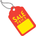 1 11/16" x 2 3/4" Red with Yellow Block "Sale Price" Tags - Pre-Strung 1000/Cs - G26006
