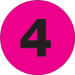 1 Circle - 4 (Fluorescent Pink) Number Labels 500/Roll - DL6754