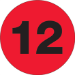 2 Circle - 12 (Fluorescent Red) Number Labels 500/Roll - DL6780