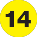 2 Circle - 14 (Fluorescent Yellow) Number Labels 500/Roll - DL6784