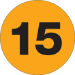 2 Circle - 15 (Fluorescent Orange) Number Labels 500/Roll - DL6785