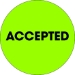2 Circle - Accepted  Fluorescent Green Labels 500/Roll - DL1264