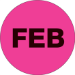 2 Circle - FEB (Fluorescent Pink) Months of the Year Labels 500/Roll - DL6736