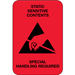 2" x 3" - "Static Sensitive Contents" (Fluorescent Red) Labels 500/Rl - DL1372