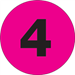 3" Circle - "4" (Fluorescent Pink) Number Labels 500/Rl - DL1344