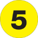 3" Circle - "5" (Fluorescent Yellow) Number Labels 500/Rl - DL1345