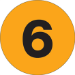 3" Circle - "6" (Fluorescent Orange) Number Labels 500/Rl - DL1346