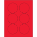 3" Fluorescent Red Circle Laser Labels 6/Sht - LL195RD