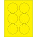 3" Fluorescent Yellow Circle Laser Labels 6/Sht - LL195YE