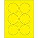 3" Fluorescent Yellow Circle Laser Labels 6/Sht - LL195YE