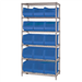 36 x 18 x 74 - 5 Shelf  Wire Shelving Unit with (8) Blue Bins 1 Set - WSBQ270B
