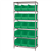 36 x 18 x 74 - 5 Shelf  Wire Shelving Unit with (8) Green Bins 1 Set - WSBQ270G