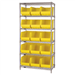 36 x 18 x 74 - 5 Shelf Wire Shelving Unit with (8) Yellow Bins 1 Set - WSBQ270Y