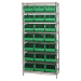 36 x 18 x 74 - 6 Shelf  Wire Shelving Unit with (20) Green Bins 1 Set - WSBQ265G