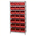 36 x 18 x 74 - 6 Shelf  Wire Shelving Unit with (20) Red Bins 1 Set - WSBQ265R