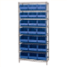 36 x 18 x 74 - 8 Shelf Wire Shelving Unit with (21) Blue Bins 1 Set - WSBQ225B