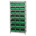 36 x 18 x 74 - 8 Shelf Wire Shelving Unit with (21) Green Bins 1 Set - WSBQ225G