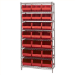 36 x 18 x 74 - 8 Shelf Wire Shelving Unit with (21) Red Bins 1 Set - WSBQ225R