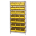 36 x 18 x 74 - 8 Shelf Wire Shelving Unit with (21) Yellow Bins 1 Set - WSBQ225Y