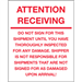 8" x 10" - Attention Receiving - Do Not Sign For This Shipment Labels 500/Rl - DL1334