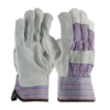 B/C Grade Split Cowhide, Blue, Black &amp; Red Striped Fabric, Rubberized Safety Cuff Dz              