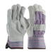 B/C Grade Split Cowhide, Blue, Black &amp; Red Striped Fabric, Rubberized Safety Cuff Dz              - 84-7532/S