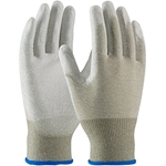 ESD Seamless Knit Nylon And Copper Fiber Yarns, White Urethane Coated Palm And Finger Tips Dz     