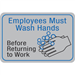 "Employees Must Wash Hands" 6 x 9" Facility Sign 1/Ea - SN213