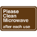 "Please Clean Microwave" 6 x 9" Facility Sign 1/Ea - SN206