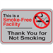 "Smoke-Free Facility" 6 x 9" Facility Sign 1/Ea - SN208