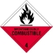 4 X 4 - Spontaneously Combustible - 4 Labels 500/Roll - DL5140