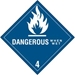 4 X 4 - Dangerous When Wet - 4 Labels 500/Roll - DL5150