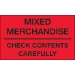 3 x 5 - Mixed Merchandise - Check Contents Carefully (Fluorescent Red) Labels 500/Roll - DL1111