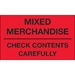 3 x 5 - Mixed Merchandise - Check Contents Carefully (Fluorescent Red) Labels 500/Roll - DL1111
