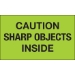 3 x 5 - Caution Sharp Objects Inside  (Fluorescent Green) Labels 500/Roll - DL1126