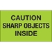 3 x 5 - Caution Sharp Objects Inside  (Fluorescent Green) Labels 500/Roll - DL1126