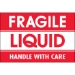 2 x 3 - Fragile - Liquid - Handle With Care Labels 500/Roll - DL2165